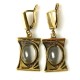 Brass earrings with a cat's eye stone ŽA181-1