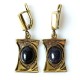 Brass earrings with Onyx stone ŽA181-1