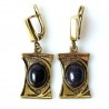 Brass earrings with Onyx stone ŽA181