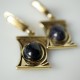 Brass earrings with Onyx stone ŽA181-2