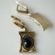 Brass earrings with Onyx stone ŽA181-3