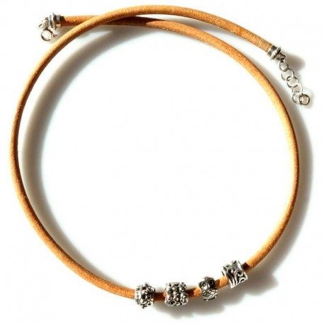 Leather bow - men's necklace
