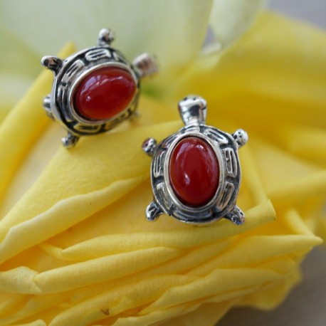 Earrings Turtles WITH CORAL STONE