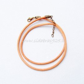 Brass necklace with genuine leather ŽK652