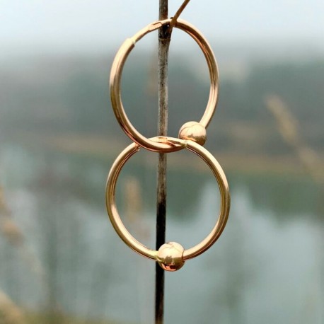 Gold earrings Hoop with bubble 1,5