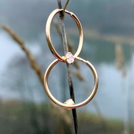Gold earrings Hoop with zircon 1,6