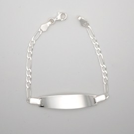Silver chain - bracelet with plate 6mm