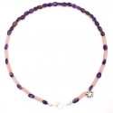 Unique jewelry necklace with Amethyst and Pink Kvac stone