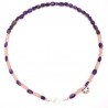 Unique jewelry necklace with Amethyst and Pink Kvac stone