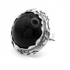 Ring with natural "Hawk's eye" stone Ž542
