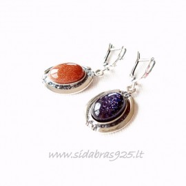 Earrings with Sunstone (brown) A132