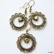 Brass earrings with green Zircon ŽA524-2