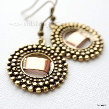 Brass earrings with Copper ŽA602