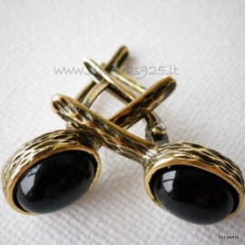 Brass earrings with Onyx ŽA148
