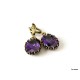 Brass earrings with purple Zirconium ŽA121-2