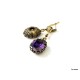 Brass earrings with purple Zirconium ŽA121-4