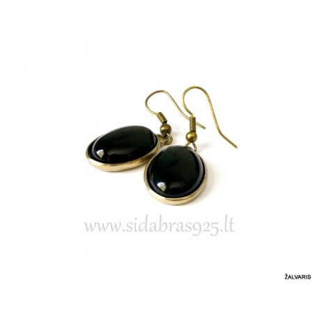 Brass earrings with Onyx ŽA515