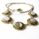 Brass necklace with Cat's Eye stones ŽK257-2