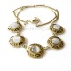 Brass necklace with Cat's Eye stones ŽK257-3