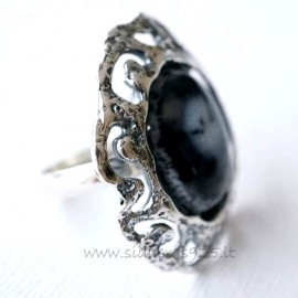 Ring with Landscape Agate "Sun Petals" Ž470-1