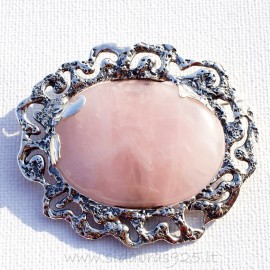 Brooch with rose Quartz S499