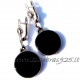 Earrings with flat Onyx A489-3