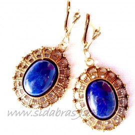 Brass earrings with Lazurite ŽA535