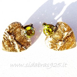 Brass earrings with white, yellow, red Zircon ŽA241