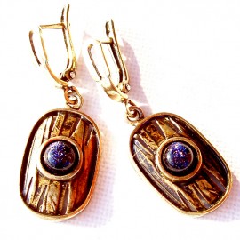 Brass earrings with stone "Cairo night" ŽA073