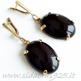 Brass earrings with Onyx ŽA361