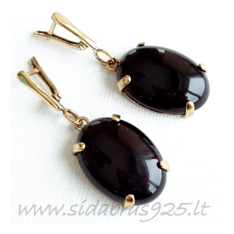 Brass earrings with Onyx ŽA361