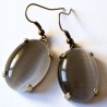 Brass earrings with gray Cat's Eye Stone ŽA361
