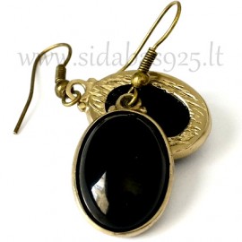 Brass earrings with Onyx ŽA515