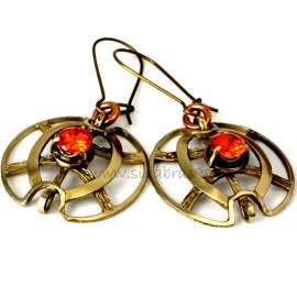 Brass earrings with ozone Zirconium ŽA364