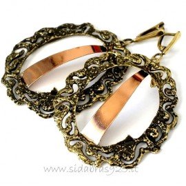 Brass earrings with copper strip "ŽAVARIS"
