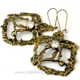 Brass earrings with Zirconium ŽA519-1