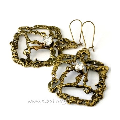 Brass earrings with Zirconium ŽA519-1