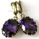 Brass earrings with purple Zirconium ŽA121-1