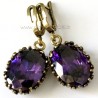 Brass earrings with purple Zirconium ŽA121