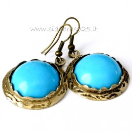Brass earrings with im. Turquoise ŽA543