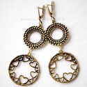 Brass earrings "Bubbles and Hearts"