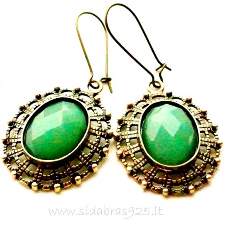 Brass earrings with Jade ŽA535