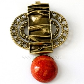 Brass pendant with Coral ŽP622