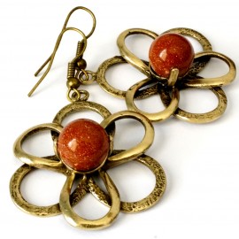 Brass earrings with Sunstone ŽA532