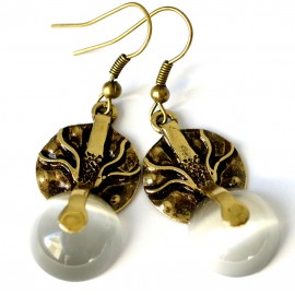 Brass earrings with Cat's Eye Stone ŽA263-1