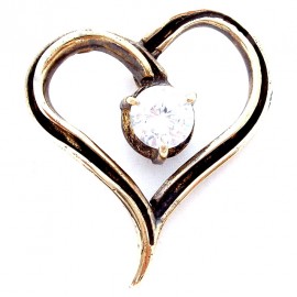 Brass pendant "Heart with zircon" ŽP369