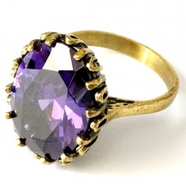 Brass ring with purple Zircon ŽŽ120
