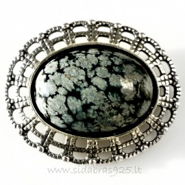 Brooch with Snow Obsidian S666