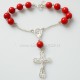 Rosaries on hand with coral RRK-5