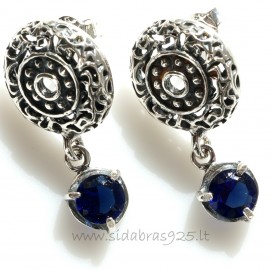 Earrings with Zirconia "Mėlynas spindesys"